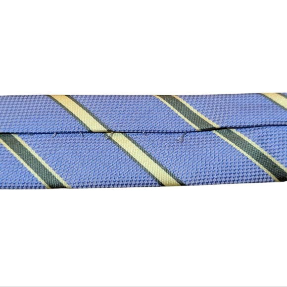 Louis Vuitton Silver Blue Yellow Green Striped Pattern Silk Tie Made in Paris - Picture 8 of 8